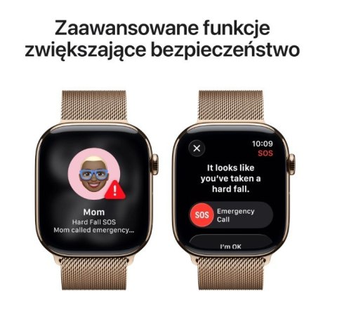 Apple Watch Series 11 GPS + Cellular, koperta 42 mm z tytanu w kolorze złotym, bransoleta mediolańska w kolorze złotym