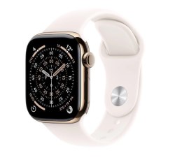 Apple Watch Series 11 GPS + Cellular koperta 42 mm z tytanu w kolorze złotym, pasek sportowy w kolorze łagodnego różu - rozmiar M/L