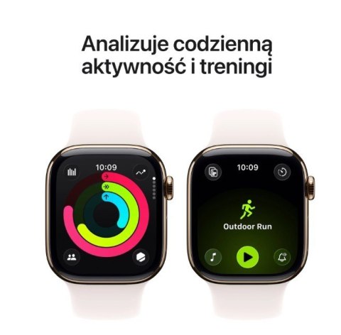 Apple Watch Series 11 GPS + Cellular koperta 42 mm z tytanu w kolorze złotym, pasek sportowy w kolorze łagodnego różu - rozmiar S/M