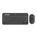 Logitech 920-012239 klawiatura Dołączona myszka Uniwersalne RF Wireless + Bluetooth QWERTY Amerykański międzynarodowy Grafitowy