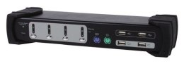 Wyposaż się w 4-portowy monitor Combo - przełącznik KVM/Audio/USB - PS/2, USB - 4 x KVM/Audio - 1 użytkownik lokalny - komputer 
