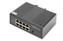 Switch przemysłowy 7-portowy Gigabit PoE+ z 1x PD, IEEE802.3af/at, DIN rail, rozszerzony zakres temp.