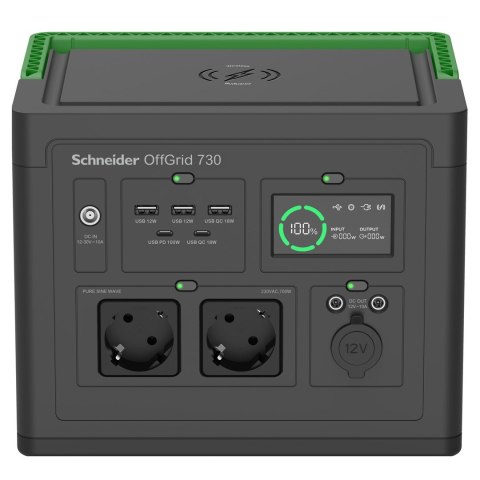 Przenośna elektrownia APC OffGrid 730, 738 Wh litowo-jonowa, LCD, 2 gniazda CEE 7/3 Schuko, Sinewave, 3 USB-A, 2 USB-C, Ładowark