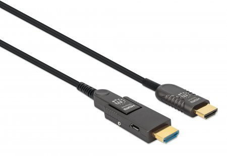 Aktywny kabel światłowodowy MANHATTAN High Speed z odłączanym złączem 4K@60Hz UHD, HDMI męski na Micro HDMI męski (typ D) i odłą