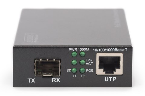Konwerter mediów Gigabit PoE, RJ45 / SFP, PSE