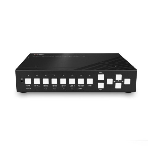 LINDY 5-portowy przełącznik KVM Bezproblemowy Multiview 4HDMI 1USB Typ C