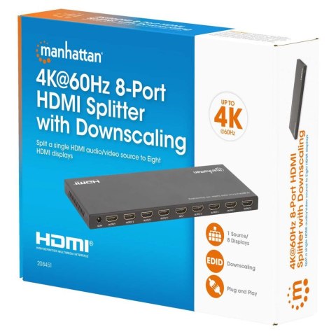 MANHATTAN 4K60Hz 8-portowy rozdzielacz HDMI ze skalowaniem w dół