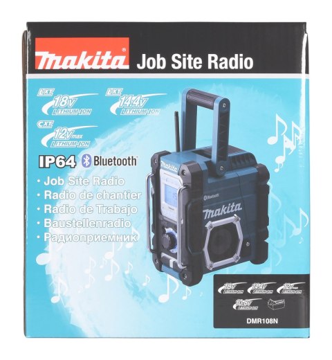 Radio DMR108N, tinka beveik visi Makita akumuliatoriai 7,2 - 18V, galimybe prijungti, Bluetooth i USB
