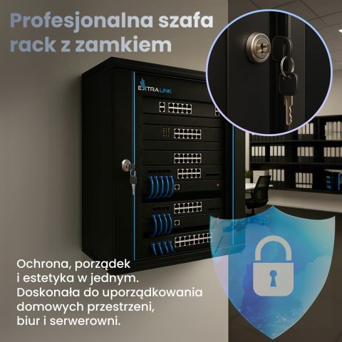 Extralink Szafa rack 15U 600x600 Czarna montowana na ścianie