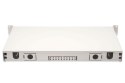 Panel krosowy FO z wyposażeniem 19'' 1U, 12x LC dx, OM3, pigtaile, adaptery, tacki, wysuwany, szary