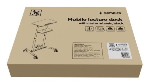 Stojak mobilny z kółkami z regulacją wysokości czarny Gembird