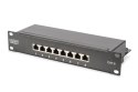 Zestaw sieciowy 10": szafa wisząca 12U, półka, listwa zasilająca, 8-port switch, panel kat.6, czarny