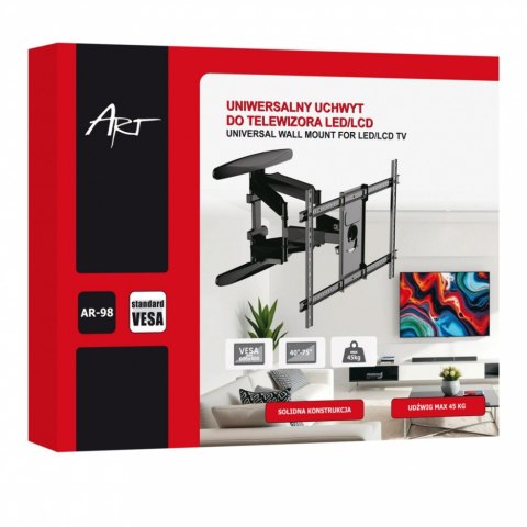 ART Uchwyt do TV LCD/LED 40-75 cali 45KG AR-98 reg. pion i poziom 58-500mm max VESA 600x400