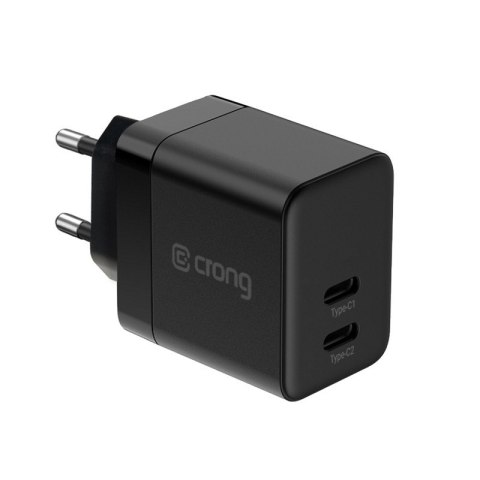 CRONG Ultra Compact GaN Ładowarka sieciowa 2x USB-C 35W PD 3.0 z PPS Czarna
