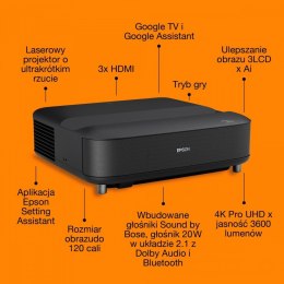 Epson Projektor EH-LS670B 3LCD KD 4KUHD/3600L/5m:1/16:9/czarny