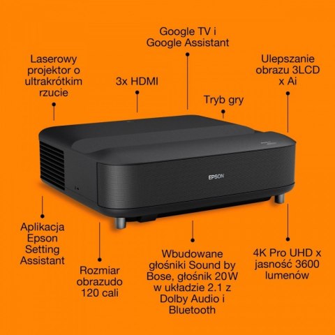 Epson Projektor EH-LS670B 3LCD KD 4KUHD/3600L/5m:1/16:9/czarny