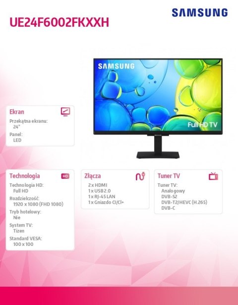 Samsung Telewizor Full HD 24 cali UE24F6002FKXXH