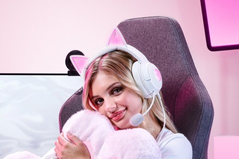 Zestaw słuchawkowy Razer Kraken Kitty V2 przewodowe nauszne z mikrofonem i redukcją szumów biały