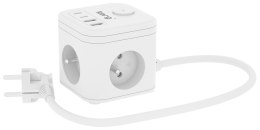 Kerg smart - kostka zasilająca 3-gniazdowa + ładowarka USB-A+USB-C 1,5m 3×1,5mm2 H05VV-F 16A/250V~