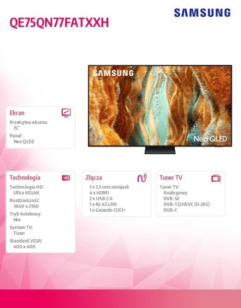 Samsung Telewizor QLED 4K 75 cali QE75QN77FATXXH