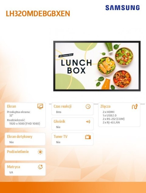 Samsung Monitor 32 cale OM32DX LH32OMDEBGBXEN