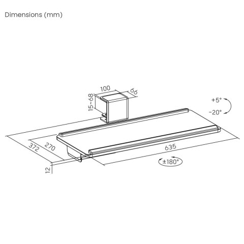 MACLEAN PODBIURKOWY UCHWYT NA KLAWIATURĘ, MAX. OBCIĄŻENIE 5KG, REG. W POZIOMIE I PIONIE, CZARNY MC-108 B