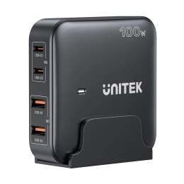 Sieciowa ładowarka GaN - Unitek P1229ABK01-EU | 100W 2x USB-C 2x USB-A