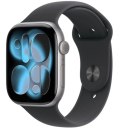 Apple Watch Series 11 GPS+Cellular koperta 46 mm z aluminium w kolorze gwiezdnej szarości, pasek sportowy w kolorze czarnym - rozmiar 