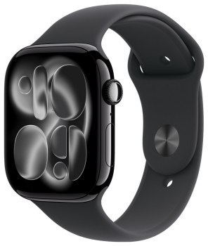 Apple Watch Series 11 GPS 46mm Jet Black Aluminium Case | Black Sport Band - M/L