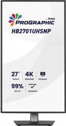 IIYAMA Monitor 27 cali ProGraphic HB2701UHSNP-B1 4K,IPS BLACK 2.0,450cd,VESA USB-c dock(PD:96W),HDMI,DP,DAISY/CHAIN,4xUSB,RJ45,3000:1,s