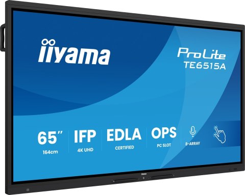 Monitor interaktywny IIYAMA 163.9cm(65") TE6515A-B1AG 16:9 M-Touch 2xHDMI+2xUSB-C
