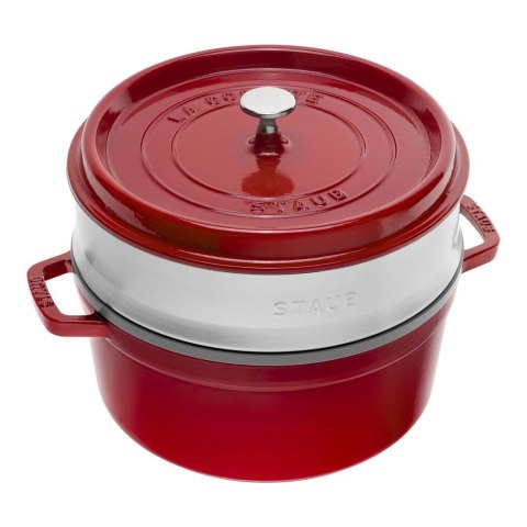 Garnek żeliwny okrągły z wkładem STAUB 40510-601-0 - czerwony 5.25 ltr