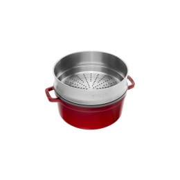 Garnek żeliwny okrągły z wkładem STAUB 40510-601-0 - czerwony 5.25 ltr