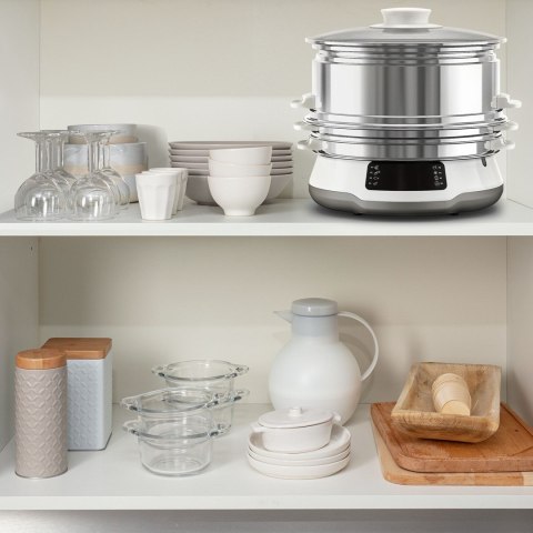 Tefal Convenient Series Deluxe VC502D szybkowar parowy 3 kosz. Blat 900 W Stal nierdzewna, Biały