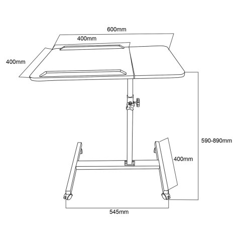 MACLEAN MOBILNE BIURKO/STAND NA LAPTOP, CZARNE, REGULACJA WYSOKOŚC 59-89CM, MAX. 30KG MC-121 B