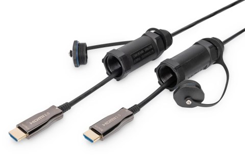 Kabel DIGITUS połączeniowy hybrydowy AOC IP68 wzmocniony HDMI 2.0 Premium High Speed 4K60Hz HDMI A/HDMI A M/M czarny 15m
