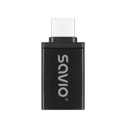 Adapter USB-A 3.1 (F)-USB-C 3.1 (M), SAVIO AK-80, Czarny