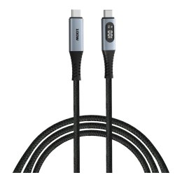 Kabel Verbatim USB-C(M) - USB-C(M) z wyświetlaczem, 1,2m, 100W, PD, czarny