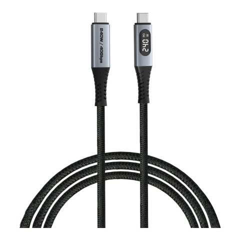 Kabel Verbatim USB-C(M) - USB-C(M) z wyświetlaczem, 1,2m, 240W, PD, czarny