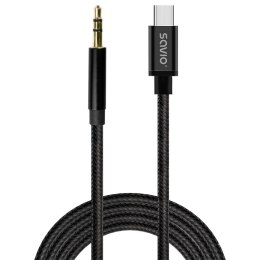 Kabel adapter Savio CL-187 USB-C do Mini Jack 3.5mm 1m