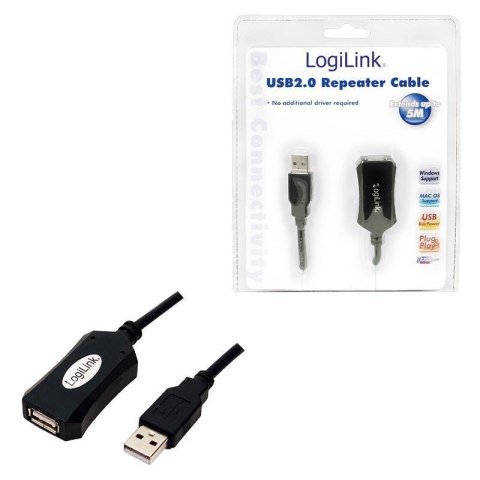 Kabel repeater USB 2.0 LogiLink UA0001A USB (M) > USB (F) 5m