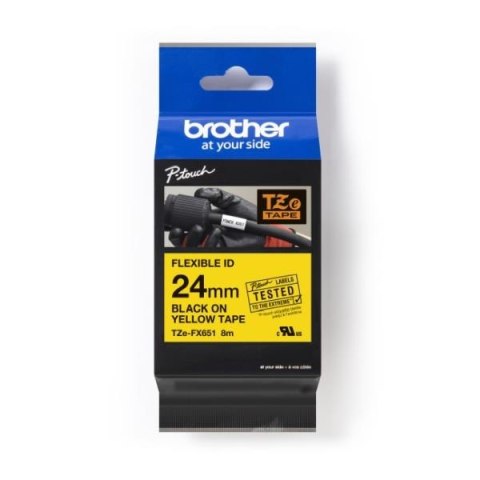 Taśma Brother P-Touch TZe-FX651 24mm x 8m (TZEFX651) - żółta, czarny nadruk
