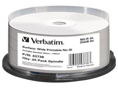 Płyty BD-R Verbatim 25GB X6 DL+ printable NO ID (Cake 25)