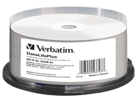 Płyty BD-R Verbatim 25GB X6 DL+ printable thermal NO ID (Cake 25)