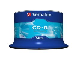Płyty CD-R Verbatim 52x 700MB (Cake 50) EXTRA PROTECTION