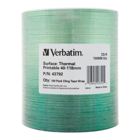 Płyty CD-R Verbatim 700MB 52x Thermal Printable No ID Brand (Wrap 100)