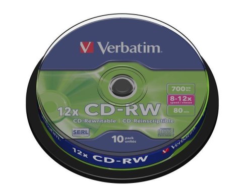 Płyty CD-RW Verbatim 700MB Scratch Resistant X12 (Cake 10)