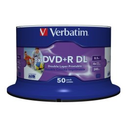 Płyty DVD+R DL Verbatim 8.5GB 8x Wide Inkjet Printable (Spindle 50)
