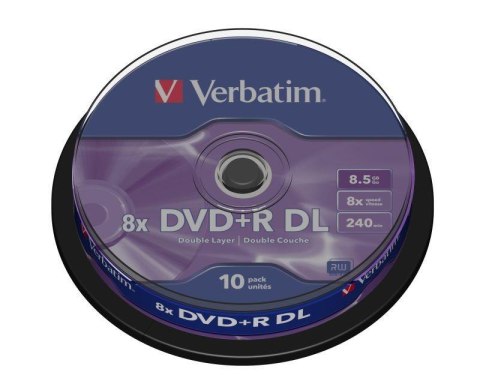 Płyty DVD+R DL Verbatim 8x 8,5GB Matt Silver (Cake 10)