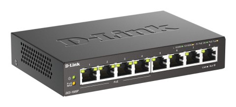 D-Link DGS-1008P/E łącza sieciowe Nie zarządzany L2 Obsługa PoE Czarny